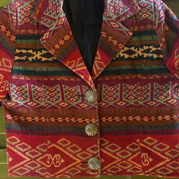1990's Painted Pony Southwestern Tapestry Jacket // Women's Medium. - Picture 8 of 11